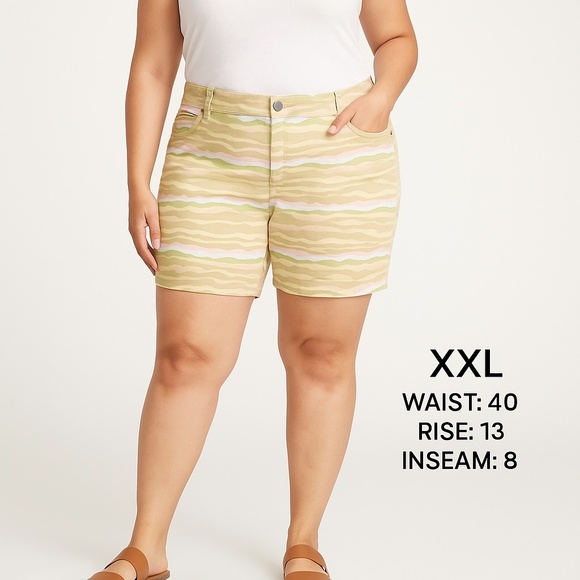 VERSONA Striped Cotton Blend Stretch Shorts Multicolor XXL - Picture 1 of 7